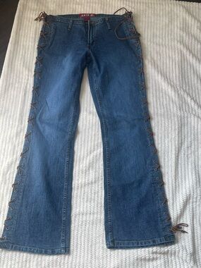Zana Di Blue Lace-Up Side Denim Jeans Y2K vintage